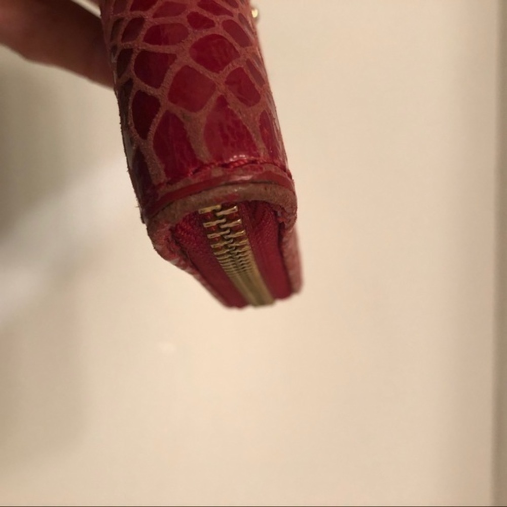 Michael kors red snakeskin embossed leather wallet - Picture 2 of 11